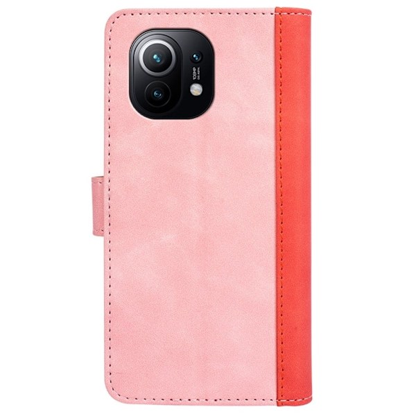Tvåfärgat Xiaomi Mi 11 fodral i läder - Rosa Rosa