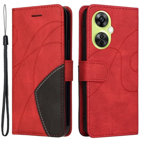 Tekstureret OnePlus Nord CE 3 Lite læderetui med rem - Rød Red