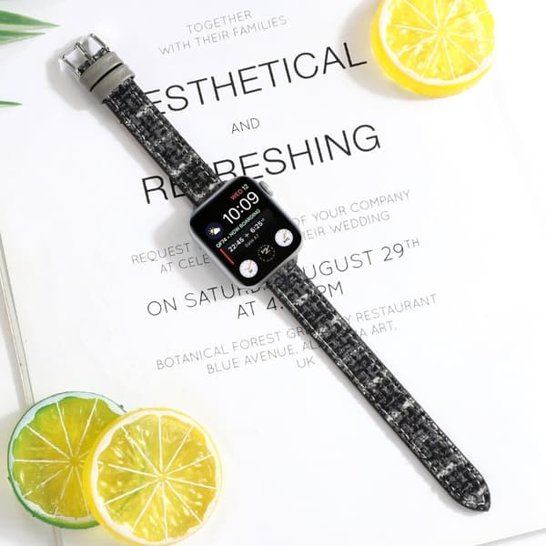 Apple Watch Series 8 (41mm) læder med plysrem - Sort Black