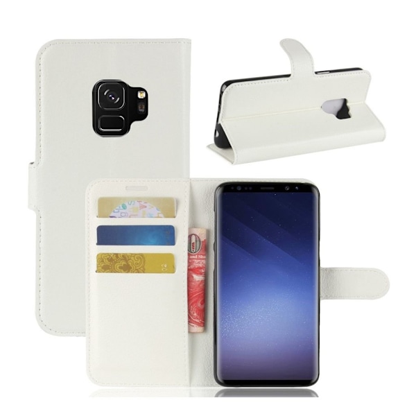 Samsung Galaxy S9 litchi skin PU læder flip etui - hvid White