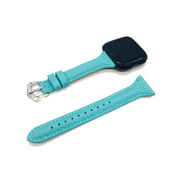 Fitbit Versa klockarmband läder koskinn - Turkos Grön