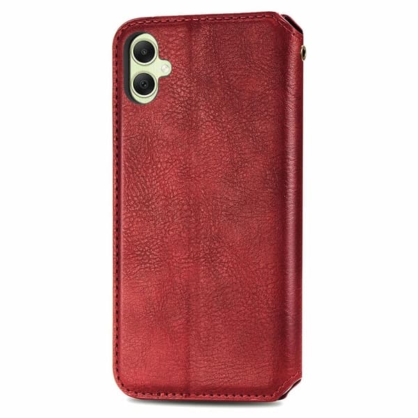 Läder Samsung Galaxy A06 fodral med romb-design - Röd Röd