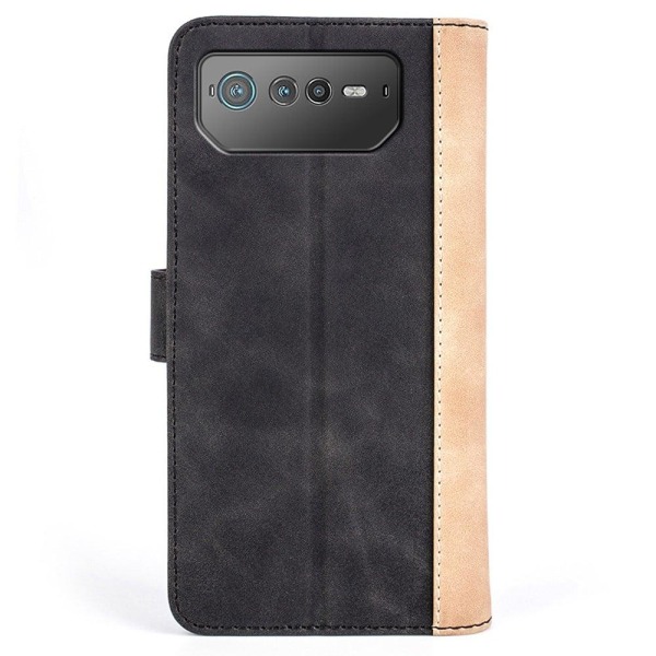 Two-color Leather Läppäkotelo For ASUS Rog Phone 6 - Musta Black