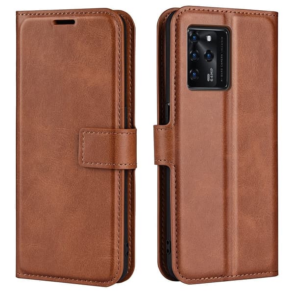 Hållbart konstläder ZTE Blade V30 fodral med plånbok - Brun Brun