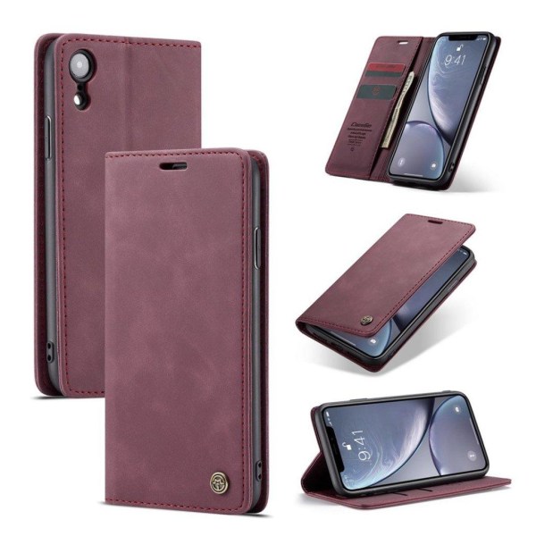 CASEME iPhone Xr plånboksfodral i läder - vinröd Röd