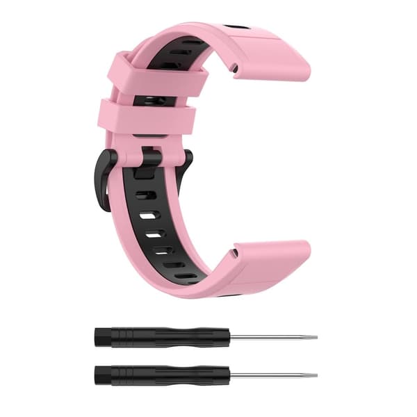 Garmin Fenix 7X tofarvet silikone-urrem - Lyserød / Sort Pink