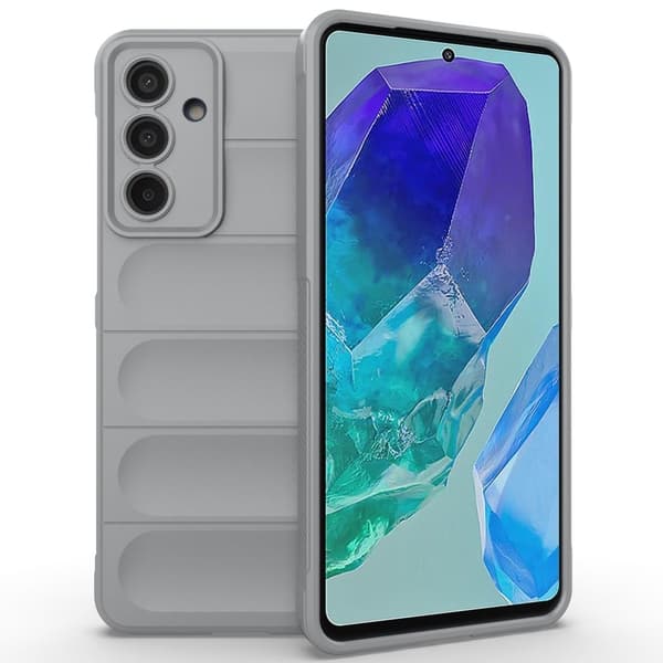 Mjukt greppformat Samsung Galaxy M55 skal - Ljusgrå Silvergrå