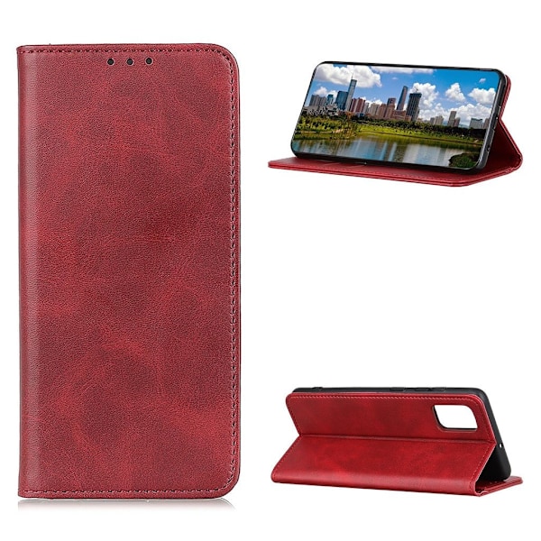Wallet-style ægte Læder Flipcase til Samsung Galaxy S20 Fe 5G / 20 Fe - Rød Red