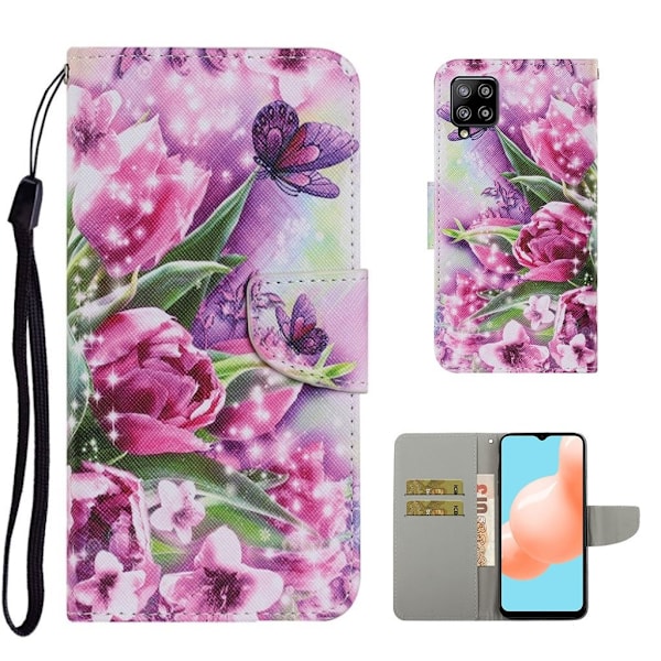 Wonderland Samsung Galaxy A12 5G flip kuoret - Kukka Multicolor