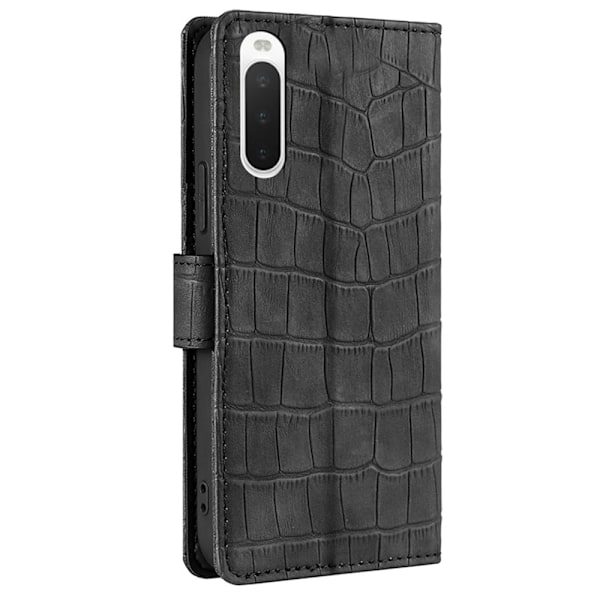 Krokotiili kuvioitu nahkakotelo Sony Xperia 10 IV - Musta Black