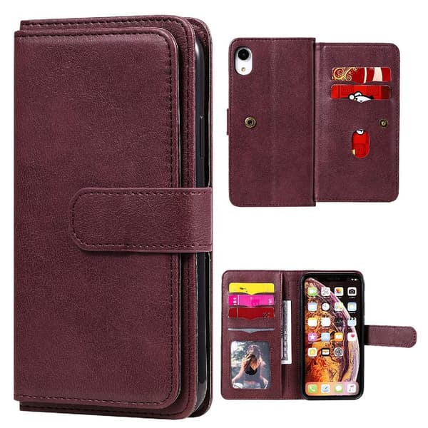 iPhone Xr etui med pung & 10 kortpladser – Rød Red