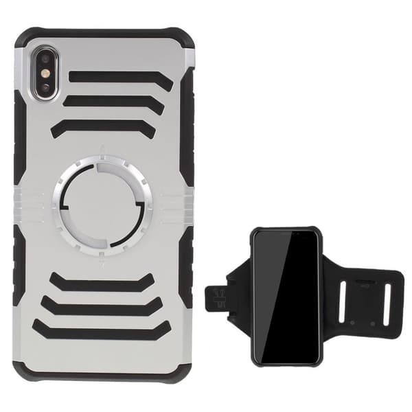 iPhone 9 Plus mobilskal plast silikon värmeavledande tillkommer armband - Silver Silvergrå