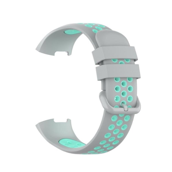 Fitbit Charge 3 / 4 tvåfärgad silikon klockarmband - grå / cyan Silvergrå