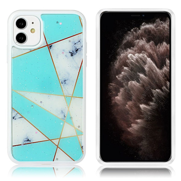 Marble design iPhone 11 Pro cover - Grøn Og Hvid Marmor White