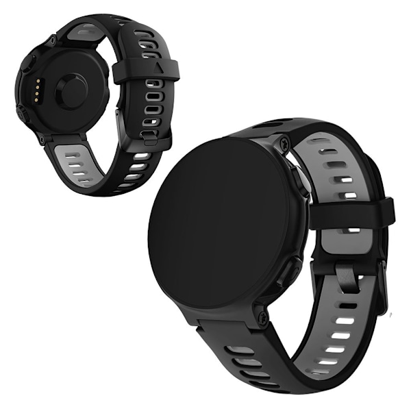 Garmin Forerunner 735XT / 220 / 230 / 235 / 620 / 630 holdbar silikone Urrem - Sort / Grå Black