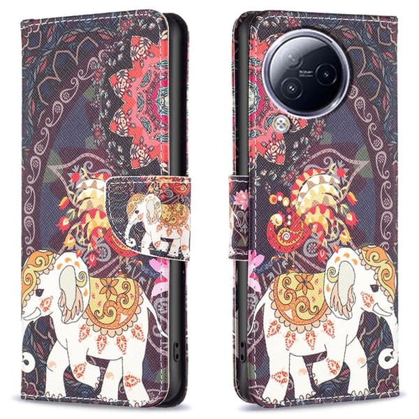 Wonderland Xiaomi Civi 3 Flippetui - Blomst og Elefant Multicolor