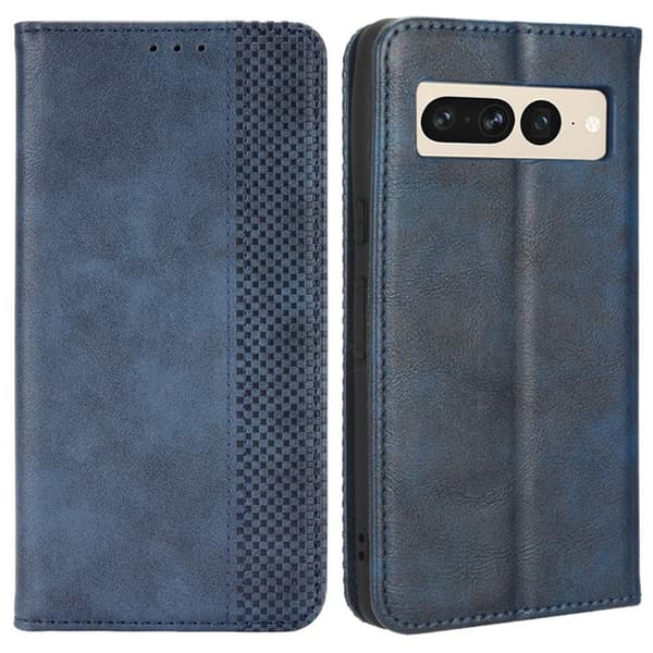 Bofink Vintage Google Pixel 7 Pro Nahkakotelo - Sininen Blue