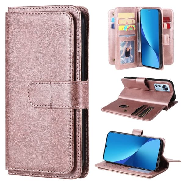 Xiaomi 12 Lite fodral med 10 fickor - Rosa Rosa