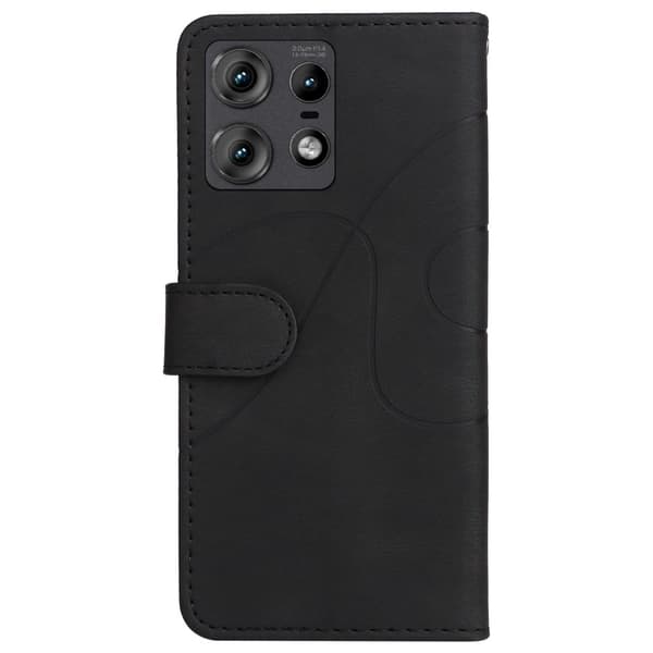 Tekstureret Motorola Edge 50 Pro læderetui med rem - Sort Black