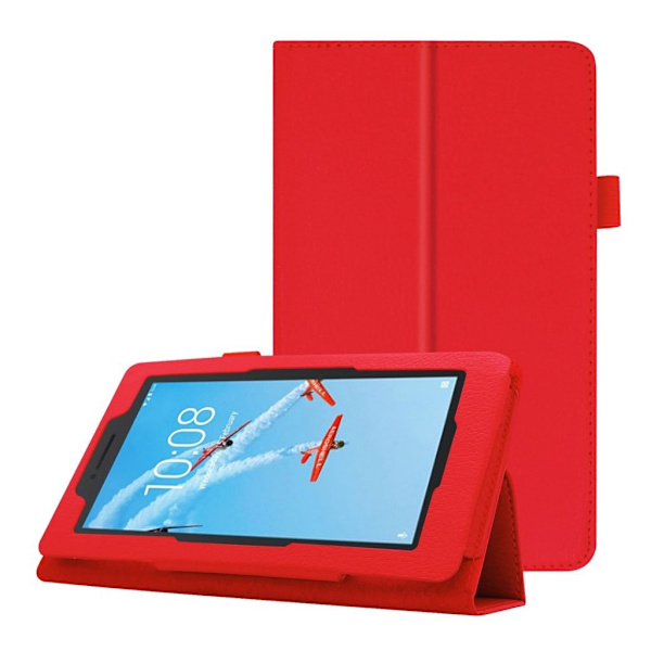 Lenovo Tab E7 Litchi Skinnetui - Rød Red