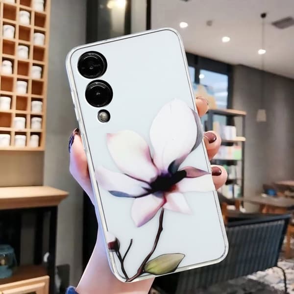 Samsung Galaxy S25 Edge Fodral Mjukt flexibelt bakstycke för telefon Mönsterutskrift - Vit Blomma Vit