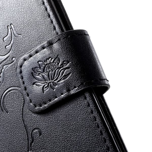 Huawei P30 Lite Skinnetui Med Sommerfugl Og Blomster Trykk - Svart Black