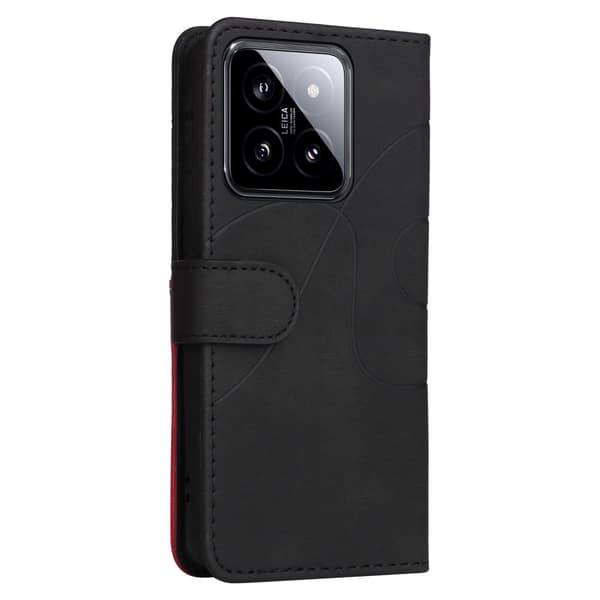 Teksturoitu nahkakotelo hihnalla Xiaomi 14 - Musta Black