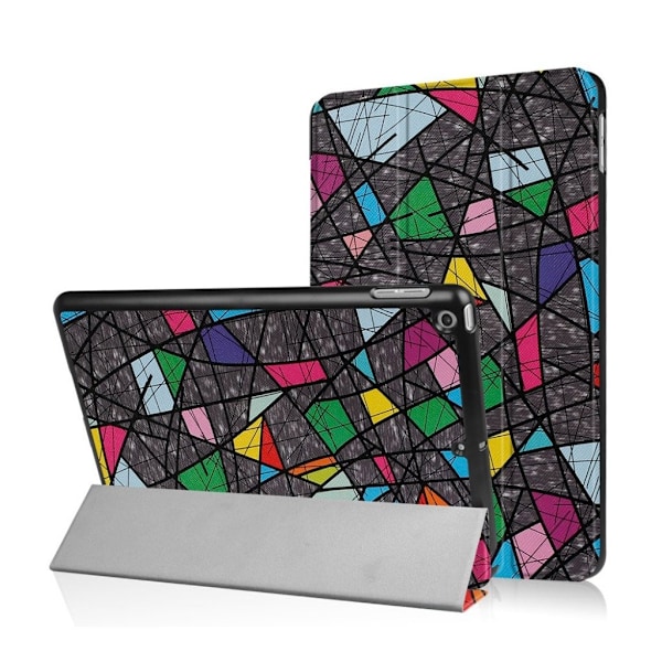 iPad (2017) stilrent og sikkert læder etui - Geometrisk motiv Multicolor
