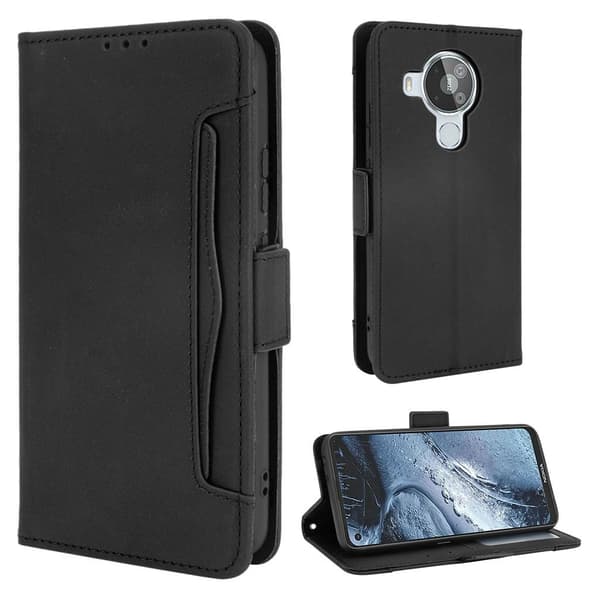 Modern-styled Lær Lommebok Etui til Nokia 7.3 - Svart Black