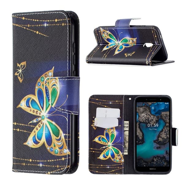Wonderland Nokia C1 Plus fodral -Svart Svart