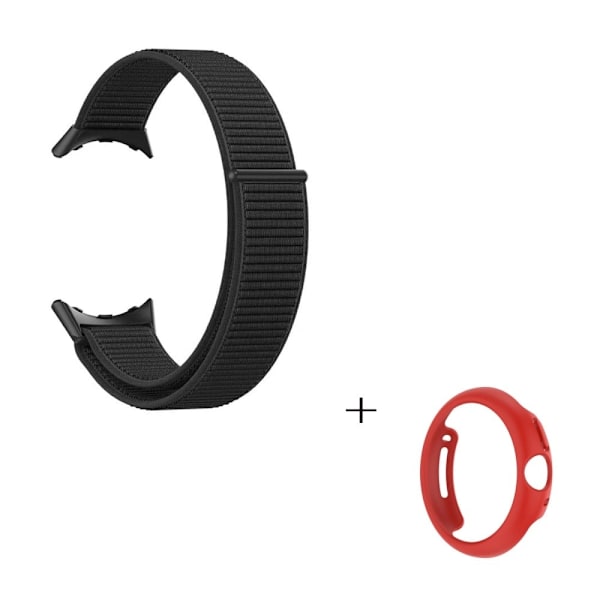 Elastisk urrem i nylon med sort cover til Google Pixel Watch - Sort Black