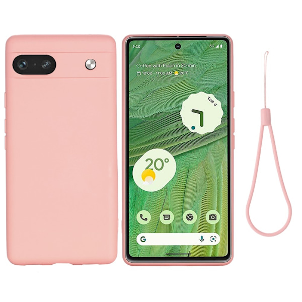 Matt Google Pixel 7a skal av flytande silikon - Rosa Rosa