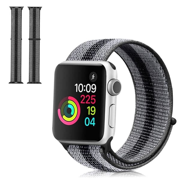 Apple Watch Series 5 44mm vandtæt nylon urrem - Stribe Sort Black