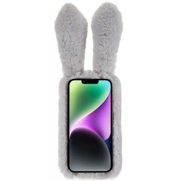 Fluffy Rabbit iPhone 14 Plus skal - Silver/Grå Silvergrå