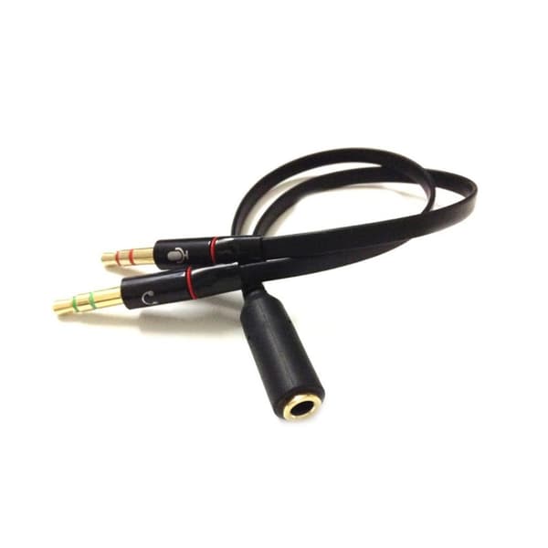 Universal 2 stk 3,5 mm hunn til dual 3,5 mm hann lyd Y splitter kabel Black