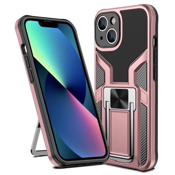 Stødsikkert hybridcover med kickstand til iPhone 14 Plus - Rose Gold Pink