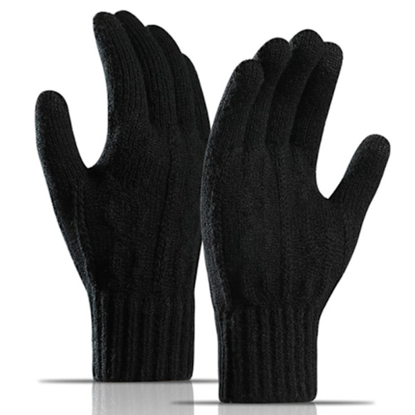 Y0090 Strikkede handsker - Lys sort - Handsker Til Mænd Med Touchscreen Til Sms'Er Black