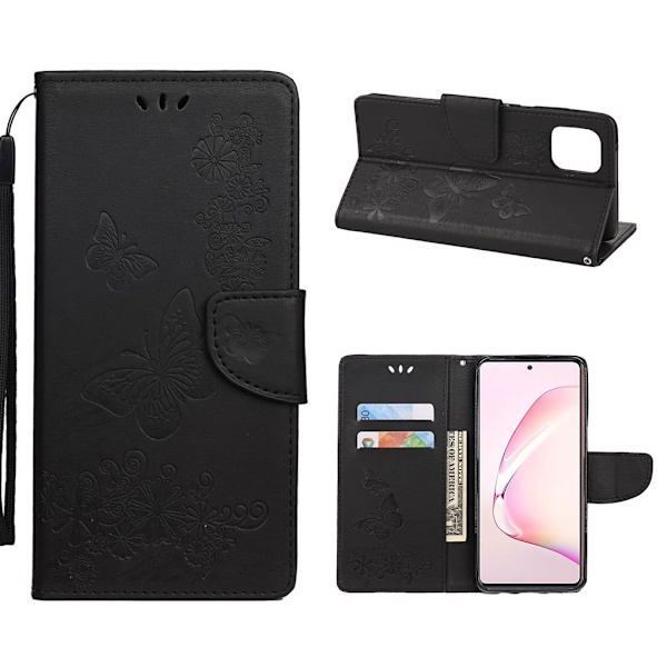 Butterfly Samsung Galaxy Note 10 Lite Etui - Sort Black