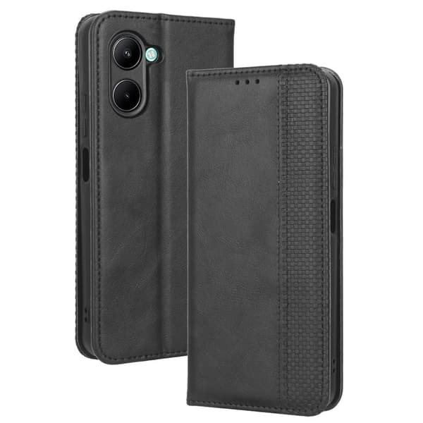 Bofink Vintage Realme C33 Nahkakotelo - Musta Black