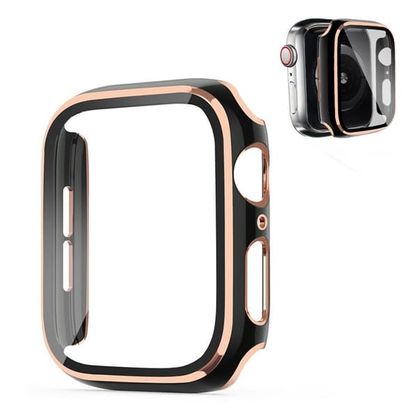 Apple Watch Series 6 / 5 44mm cool frame with tempered glass - Blue / Champagne Blå