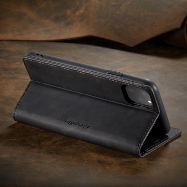 CASEME 013 Series Auto-absorberende flip læder pung taske iPhone 11 Pro Max 6.5 tommer (2019) - Sort Black