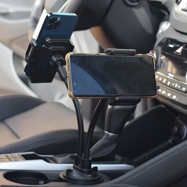 Universal double clip rotatable car phone holder Svart