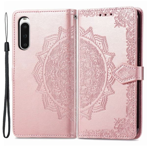 Mandala Sony Xperia 10 V etui i lær - Rose Gull Pink