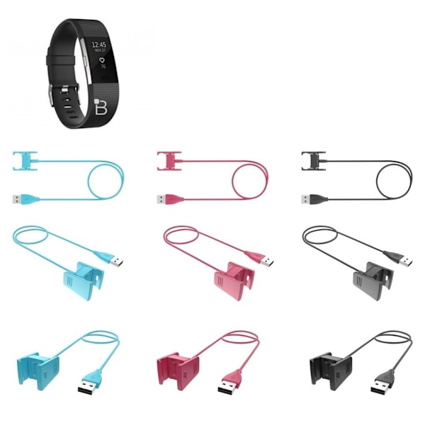 Fitbit Charge 2 laadukas USB latauskaapeli - Sininen Blue