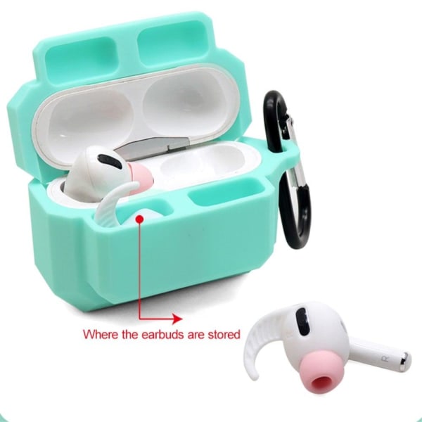 3-in-1 AirPods Pro silicone case with ear tip + carabiner - Lumi Green