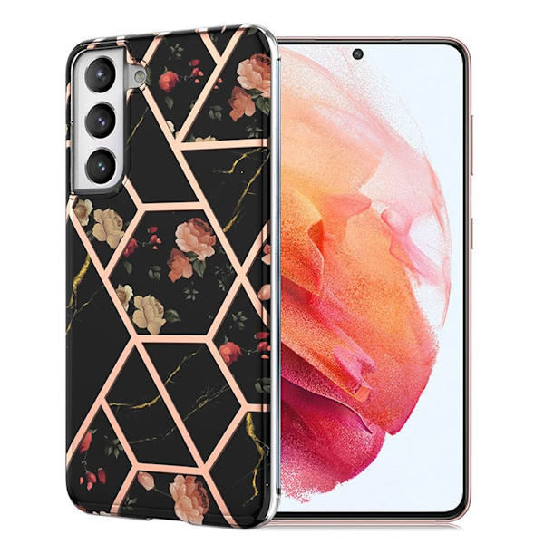 Marble Samsung Galaxy S21 5g Suojakotelo - Musta Marble / Flower Multicolor