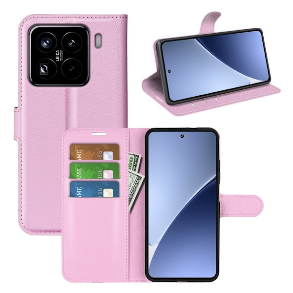 Klassisk Xiaomi 15 Pro flip etui - Lyserød Pink