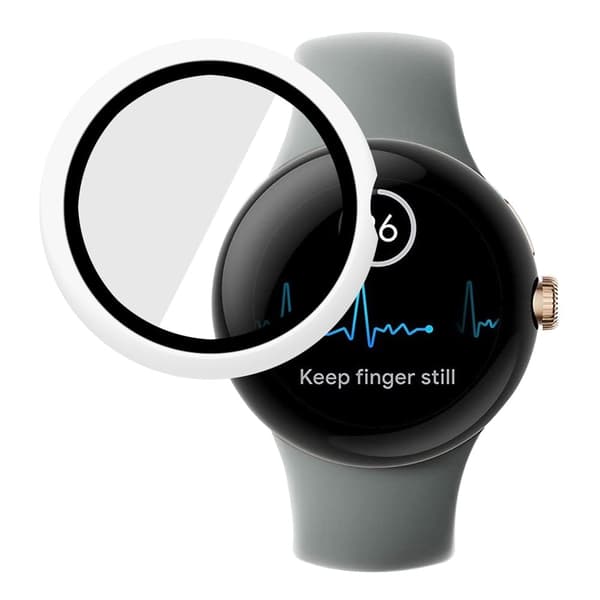 Google Pixel Watch matt deksel med herdet glass - Hvit White