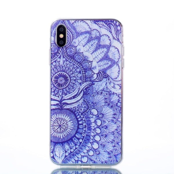 iPhone Xs Max kuviollinen pehmeä ja joustava silikooni muovinen takasuoja kuori - Sininen Lotus Blue