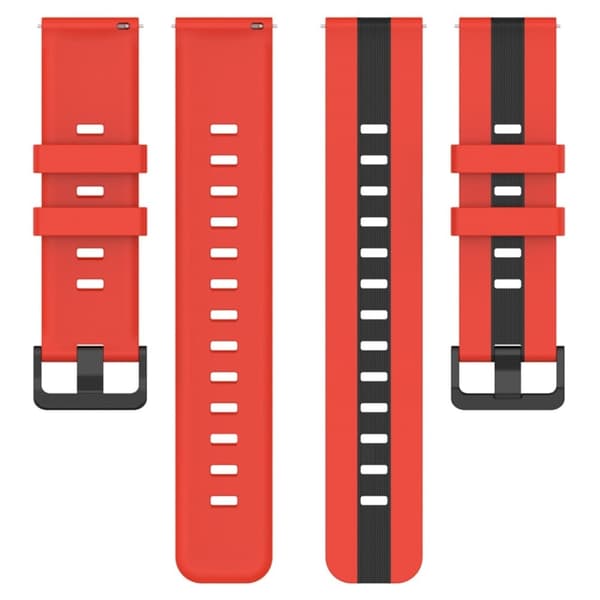 20 mm universalarmband i tvåfärgad silikon - Röd / Svart Röd